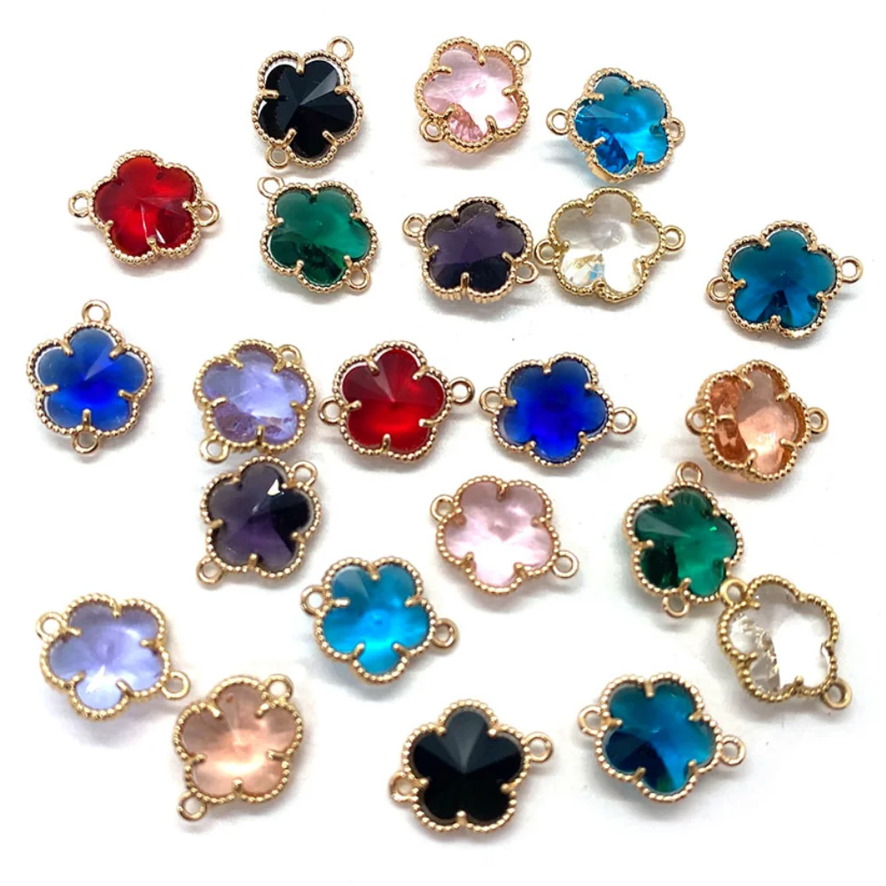 

Five Petal Flower Crystal Pendant Double Hole Connector Pendants Charms for Jewelry Making DIY Necklace Bracelet Earrings Anklet