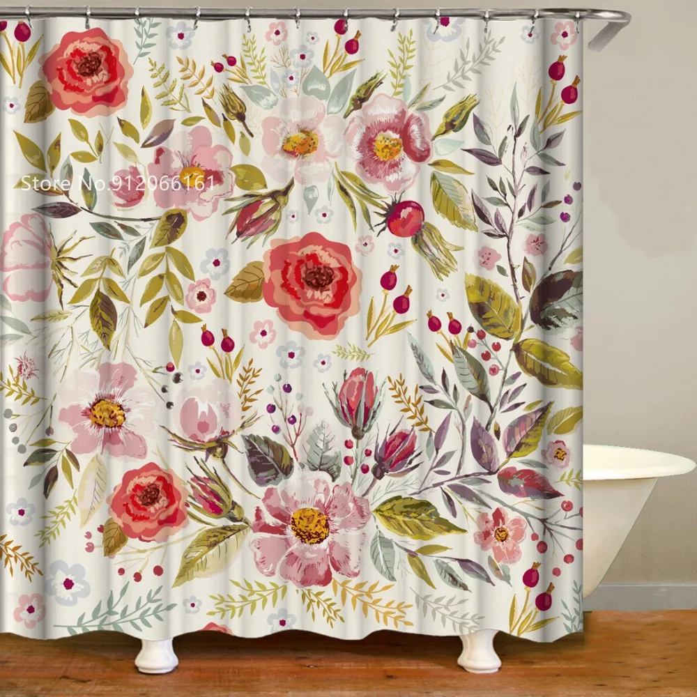 

Red Blue Rose Shower Curtain 3D Print Chrysanthemum Polyester Bathroom Curtain Home Textile Bathtub Hanging Curtains Decoration