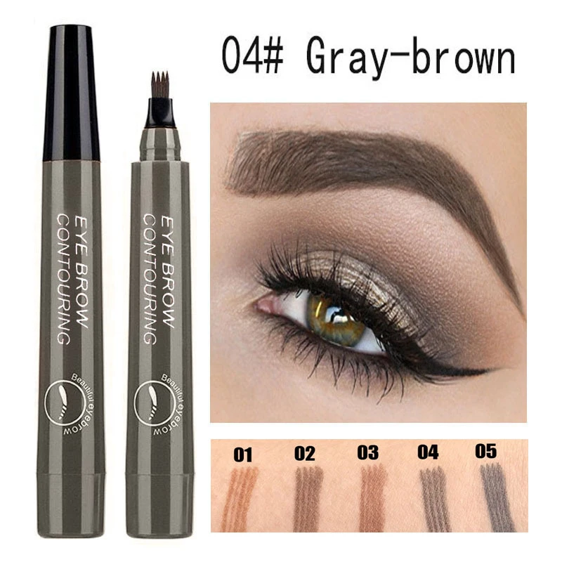 

4 Fork Eyebrow Pencil 5 Color Liquid Eyebrow Shade Dark Brown Lasting Eye Brow Pencil Waterproof Brow Tattoo Pen Women Cosmetics