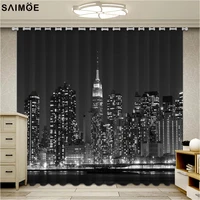 black new york building curtains beautiful photo fashion customized 3d curtains night city lights luxury blackout 3d curtains