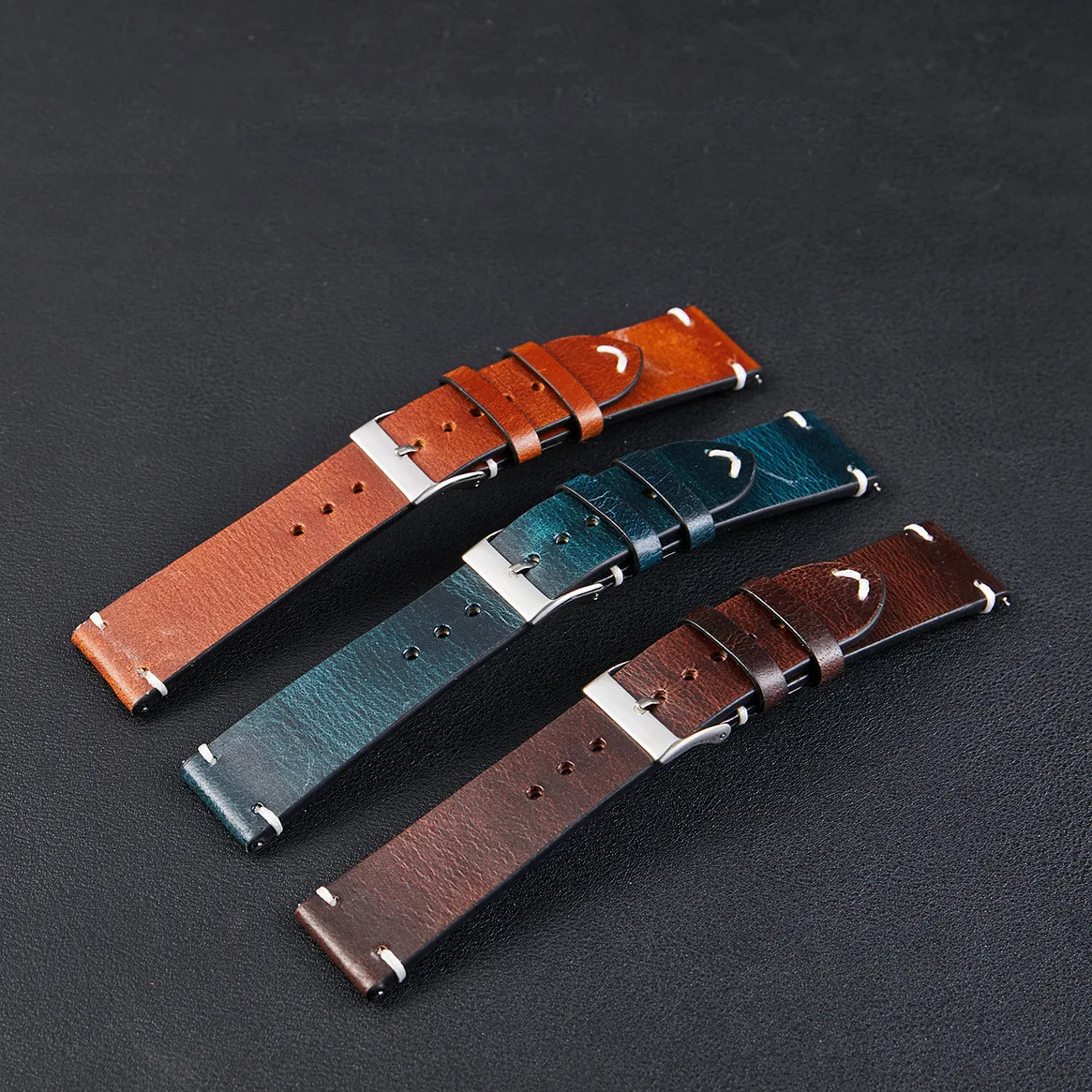 

20mm 22mm Vintage Oil Wax Leather Watch Band Strap Greasedleather Replacement Watchband Quick Release for Men Women