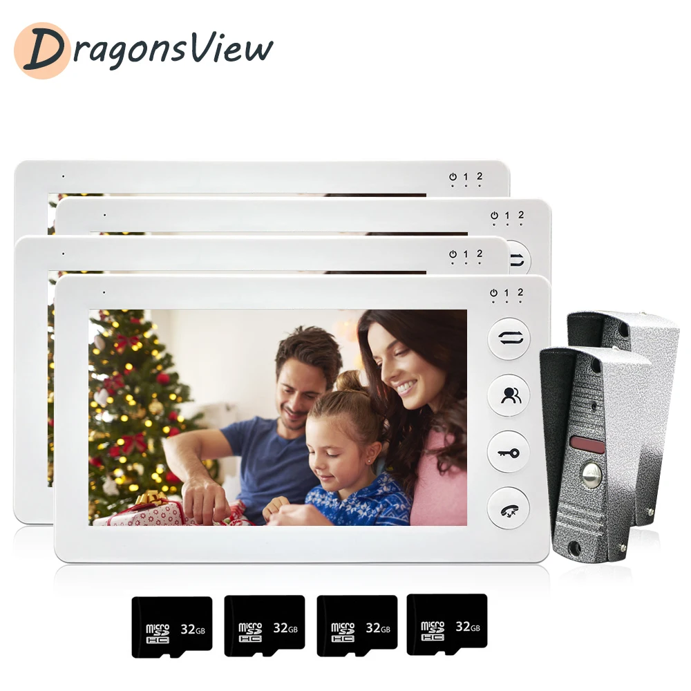 Dragonsview видео домофон с движения Сенсор безопасности вход 4 квартира телефон двери