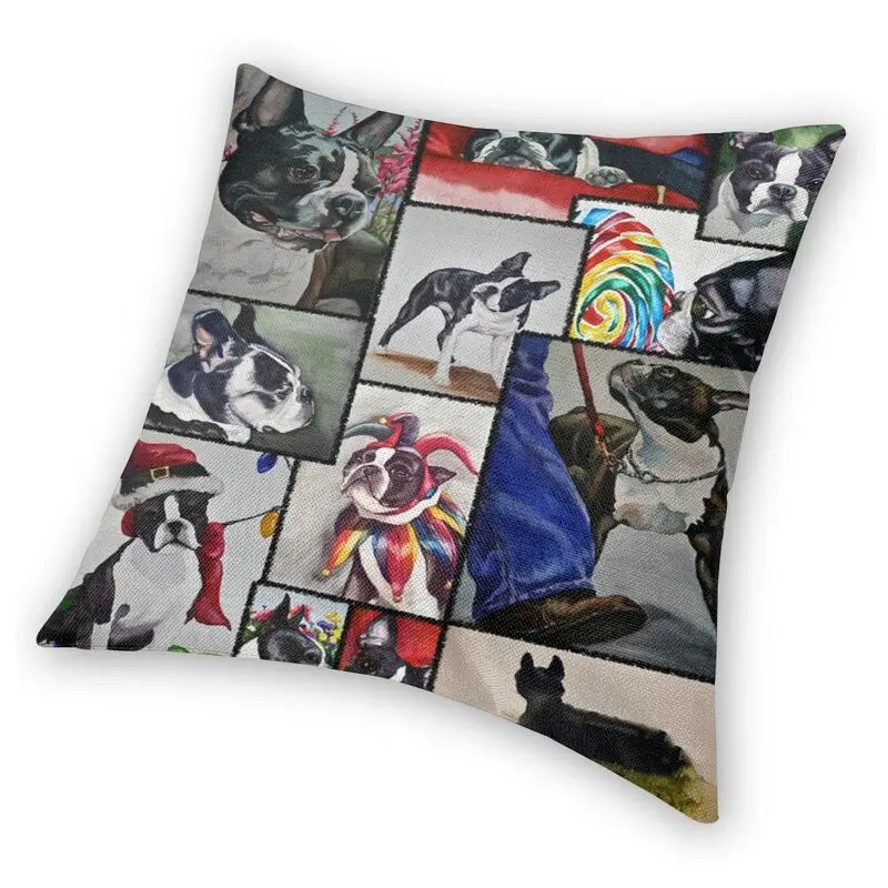 Чехол Boston Terrier с акварельным коллажем и подушкой 55x55 см | Дом сад