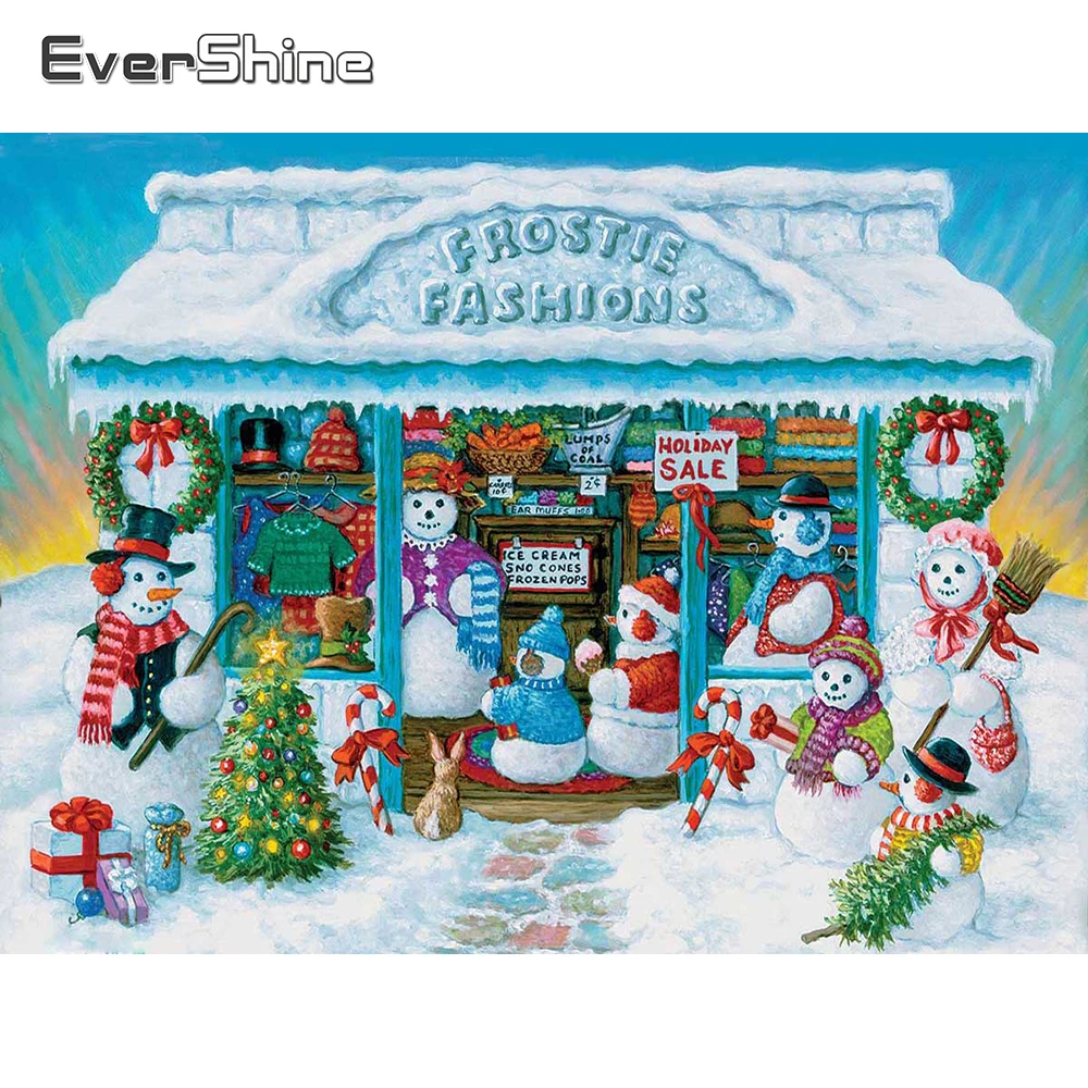 

Алмазная живопись Evershine, мультяшный Набор для вышивки крестиком, вышивка «Снеговик», квадратная картина, зимнее украшение для стен