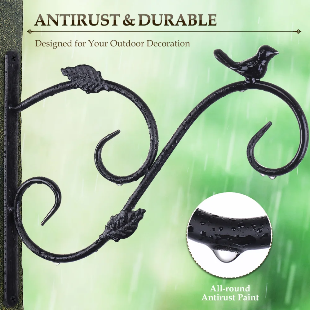 

HOMEMAXS 4 Pack Bird Style Hanging Plant Brackets Wall Mount Iron Hangers Hooks for Hanging Plants Lantern Bird Feeder Wind Chi