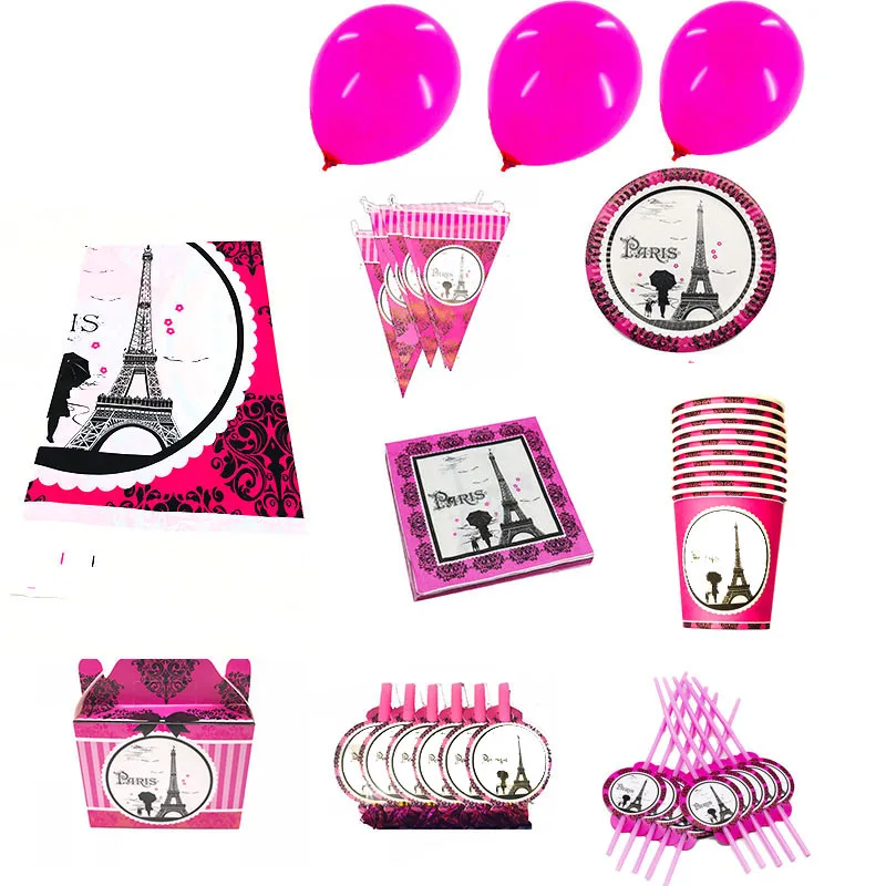 Тема Эйфелевой башни одноразовая посуда украшения для детского дня рождения