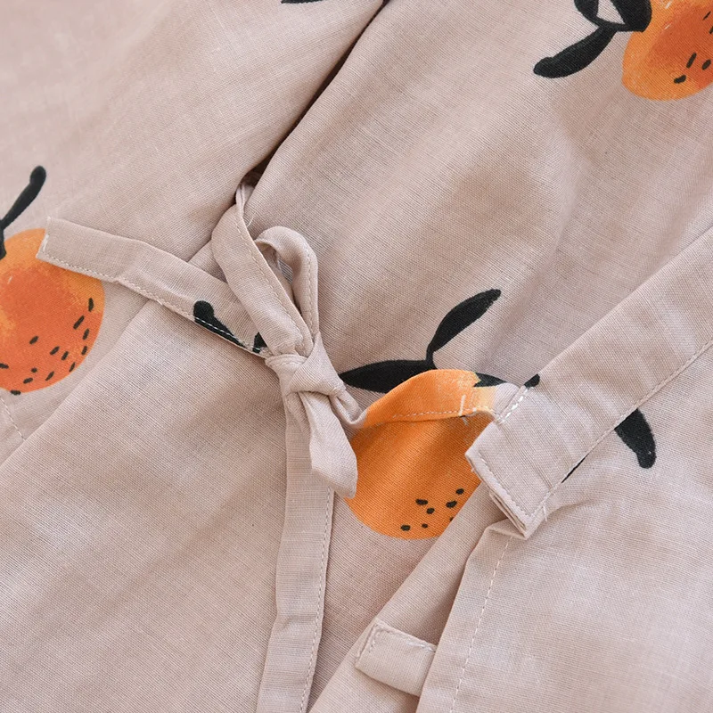 Женская летняя тонкое кимоно пижама из 100% хлопка газовая одежда для отдыха сна с