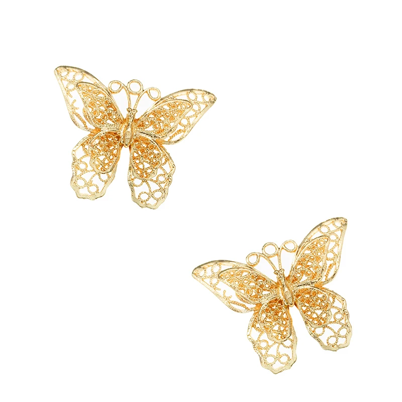 

8Pcs/lot Multilayer Hollow Butterfly Charms Golden Metal Animal Pendant For Jewelry Making Earring Necklace DIY Crafts Supplies