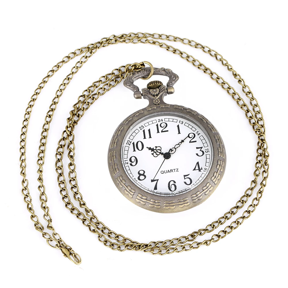 

Vintage Pocket Watches Unisex Big Dial with Arabic Numerals Pendant Watch No Cover Design Slim Chain Clock reloj de bolsillo