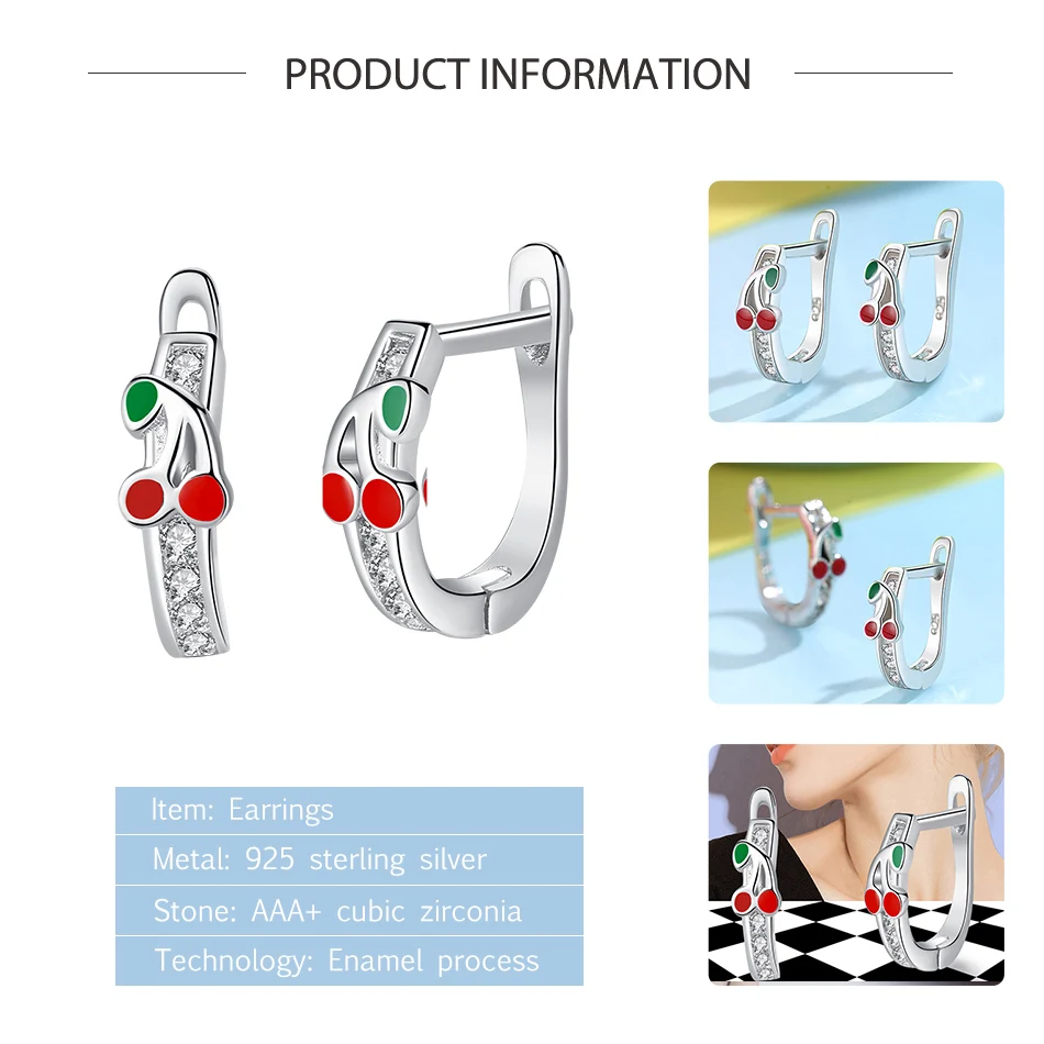 Милые серьги гвоздики из стерлингового серебра 925 пробы с вишневым клевером и