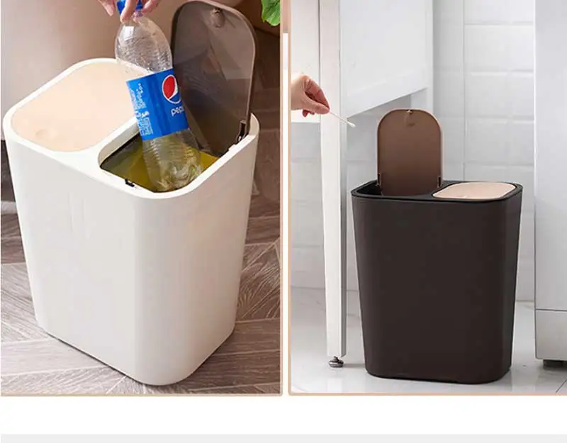 Baffect 15L мусорное ведро кухня гостиная сухая и влажная разделительная мусорная банка пластиковые отходы Ведерко для мусора кухня компост Caddy