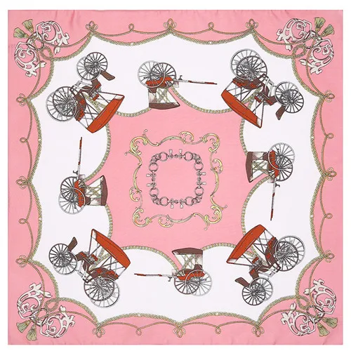 ES19005- PINK POBING шелковый шарф для женщин, европейский модный принт, квадратные шарфы, роскошные банданы, маленький хиджаб, платки, Женский галстук, повязка на голову, 53x53 см - Цвет: ES19005- PINK