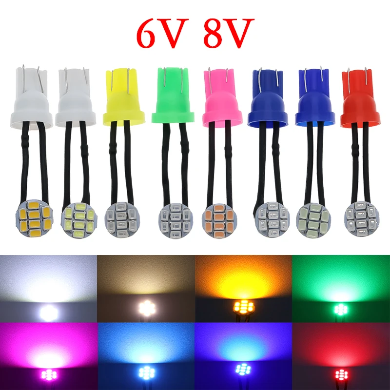 

10x 194 T10 #555 Wedge Base with Flexible Wire Various Color Non polarity AC DC 6V 6.3V 8V Pinball Game Machine Led Bulbs Light
