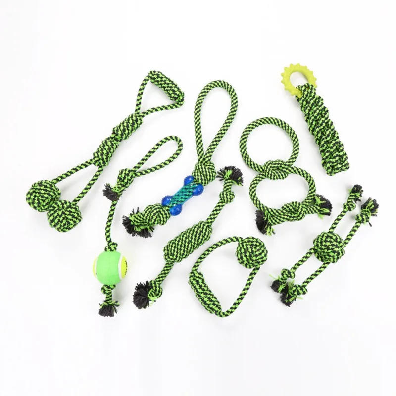 Pet Supply Dogs Chew Teeth Clean Rope Set Outdoor Traning Fun Playing Green Ball Toy For Large Small Dog Cat | Дом и сад
