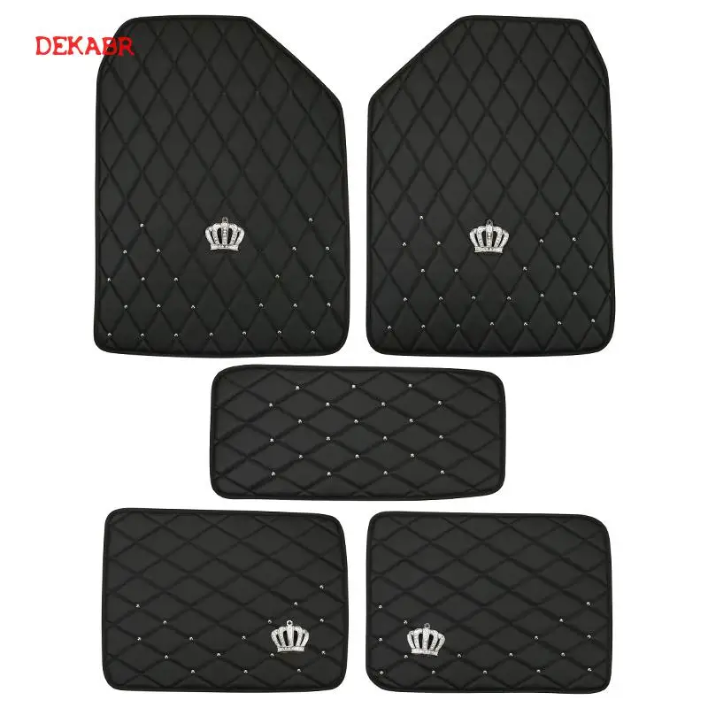 Универсальные автомобильные коврики в виде короны противоскользящие кожаные