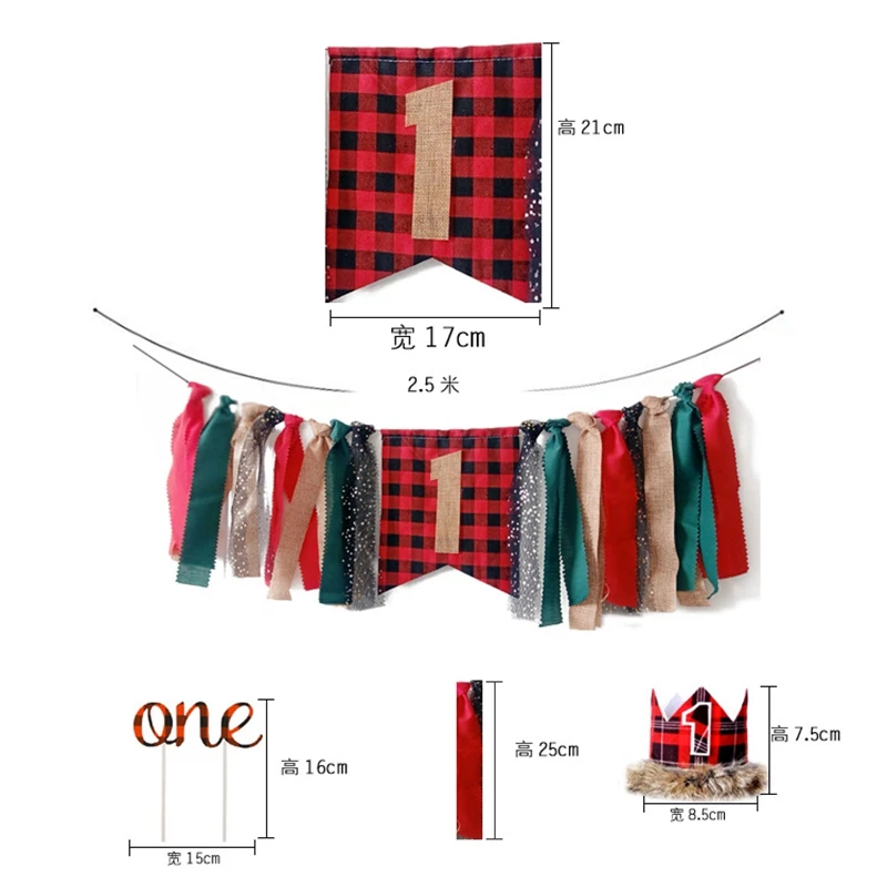 Красная сетка хлопковый флаг шляпа капкейк топпер рождество детский первый день