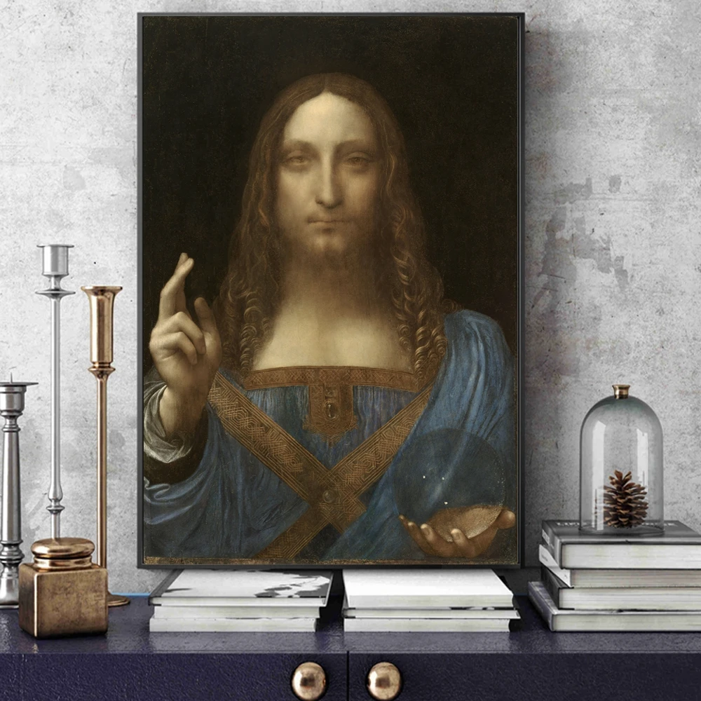 

Salvator Mundi Wall Art Canvas Paintings By Leonardo Da Vinci Famous Painting Home Decorative Picture for Living Room