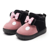 girls snow boots toddler children baby girls children warm thick winter boots rubber boots suede bow tie polka dot shoes