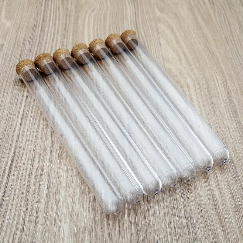 100Pcs 15x150 мм прозрачный Пластик Тесты трубки с пробками шапки круглым дном соль для