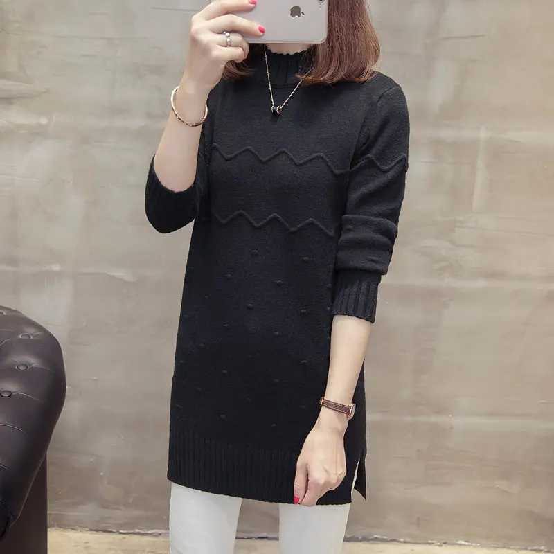Новинка осени 2020 женские водолазки с длинным рукавом пуловеры вязаные Длинные