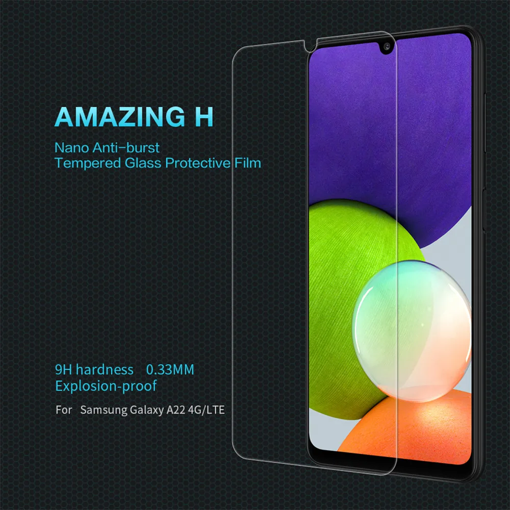 

Противовзрывное закаленное стекло для Samsung Galaxy A22 4G/LTE NILLKIN Amazing H Nanometer защита экрана