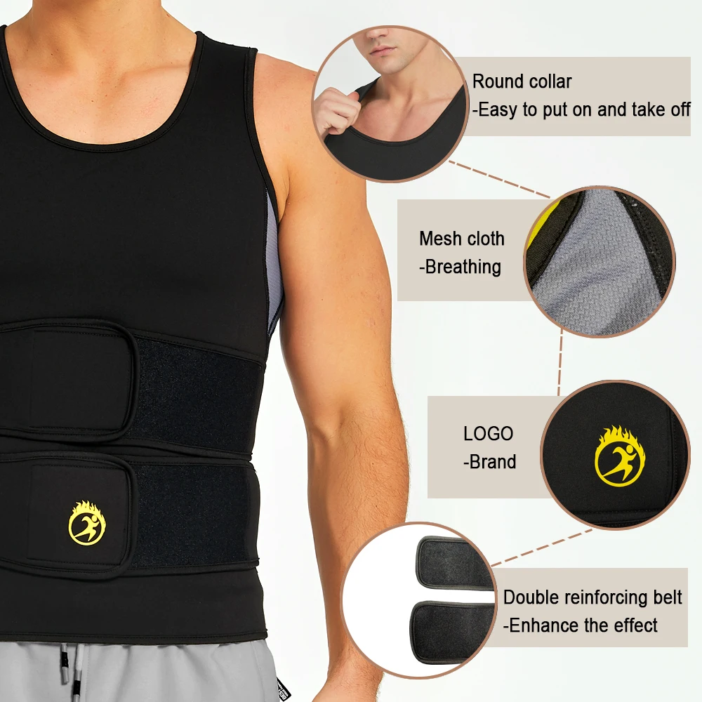 NINGMI Sauna Vest Waist Trainer Body Shaper Slimming Shirt for Weight Loss Sweat Vest Waist Trimmer Shapewear for Man