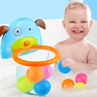 Детские Игрушки для ванны, детская корзина для стрельбы, набор для воды, мини пластиковые баскетбольные мячи, забавные игрушки для душа для детей
