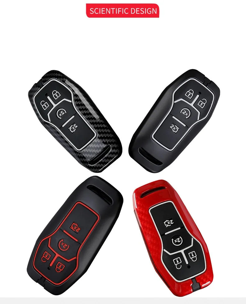 

Carbon fiber Alloy+Silicone Car Smart Key Case Fob Cover For Ford Fusion Mondeo Mustang F-150 Explorer Edge 2015 2016 2017 2018