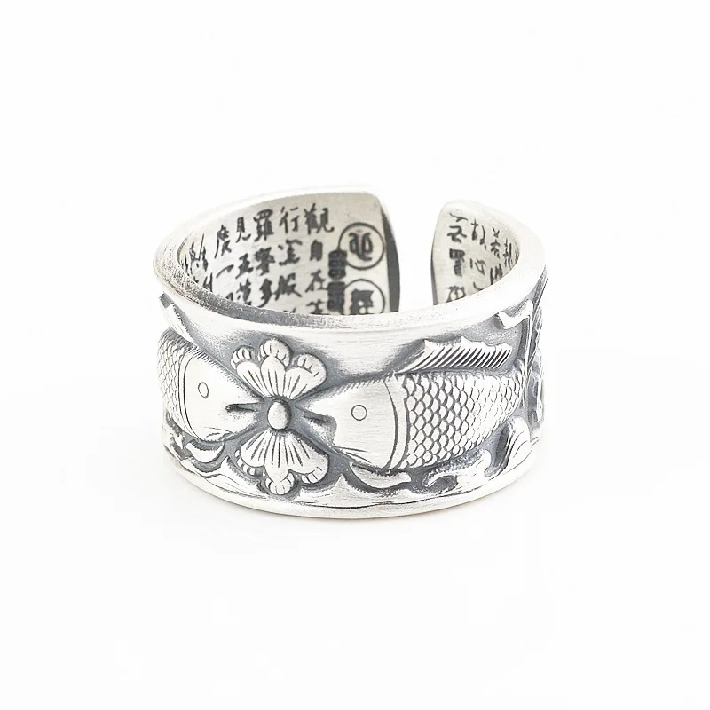 

Pisces men and women of dumb light of 999 fine silver restoring ancient ways is the lotus heart sutra opening ring