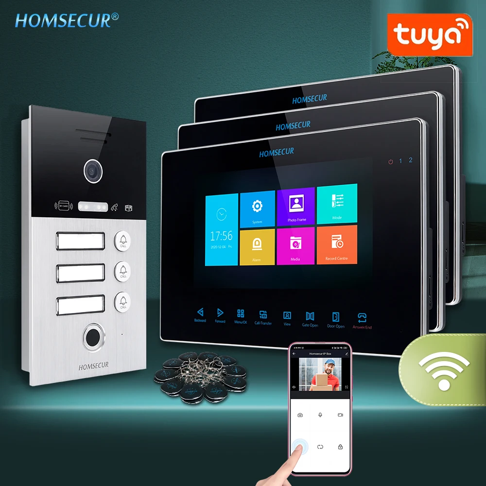 

HOMSECUR 7 "Hands-free WI-FI видео и аудио дома домофон Электрический замок поддерживается BC131HD-3S + M719WF-B