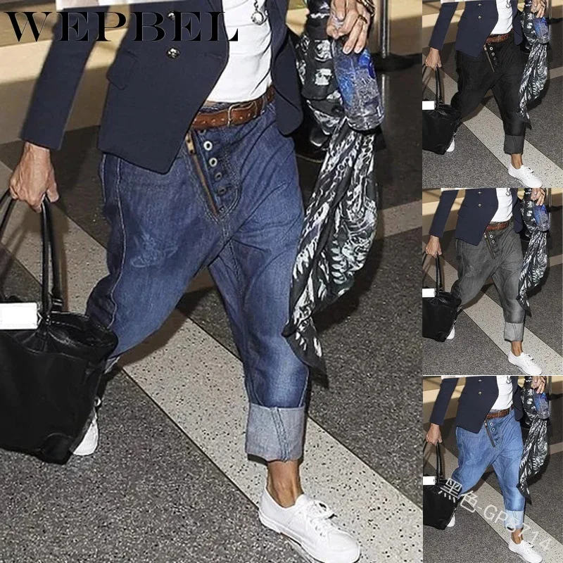 WEPBEL мужские джинсы штаны длинные карманы свободные джинсовые шаровары