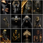 DIY Раскраска по номерам черного цвета, в африканском стиле золотого цвета Женская акриловая краска украшения картина маслом на холсте рисунок на холсте Ручная роспись подарок