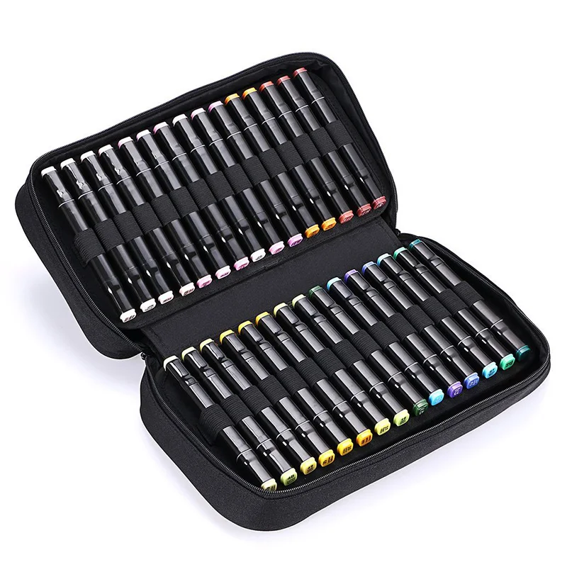 

60 Holes Pen Storage Case Large Removable Canvas Pen Organizer Case Large Capacity Organizer Bag