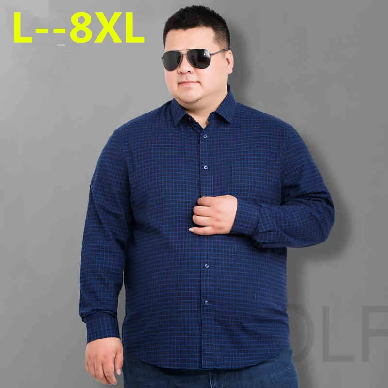 

6XL 5XL Plaid New 8XL Autumn Flannel Casual Shirt Men Long Sleeve Chemise Homme Cotton Male Check Shirts