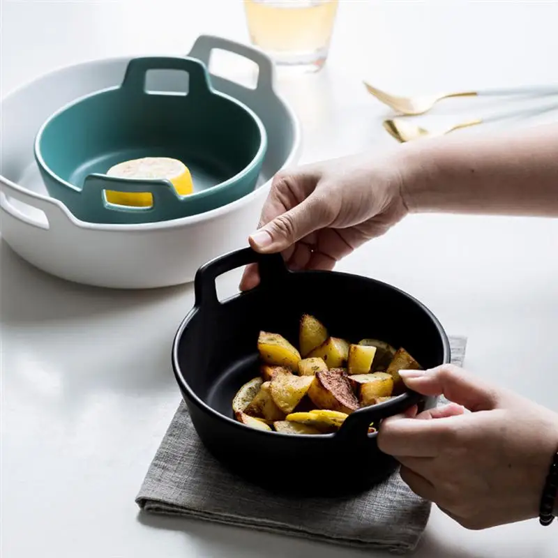 Керамическая фруктовая Салатница с двойной ручкой фарфоровая керамическая