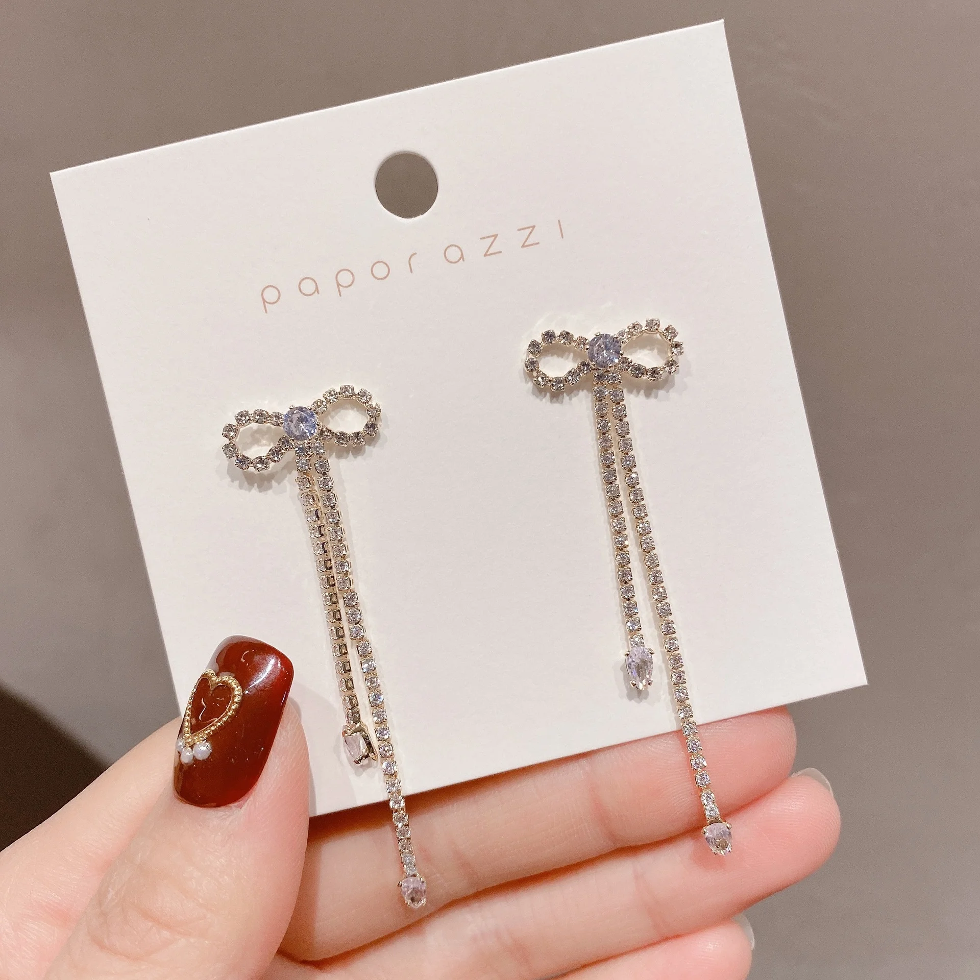 

Fairy Bow Earrings Women's 925 Silver Needle Korean Net Red Earrings Zircon Inlaid Tassel Earrings Earrings