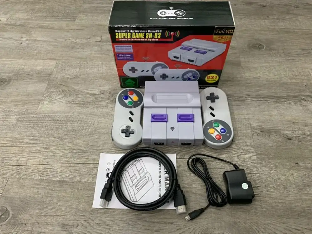 

Pop SN-03 Super Mini High Definition Wireless Retro Video Game Console Built-in 821 Games With Dual Gamepads Controller
