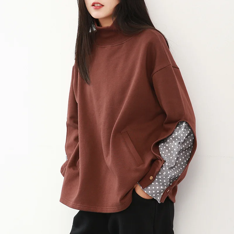 Женская толстовка большого размера Johnature осенне-зимние пуловеры с длинным