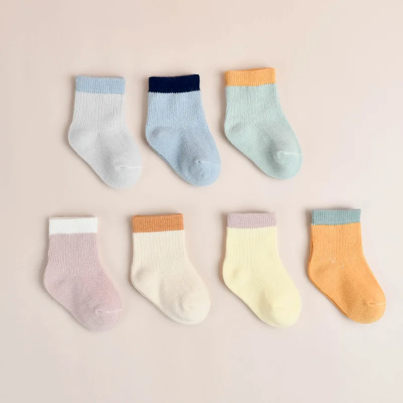 

Children's Socks Spring and Autumn Candy Color Matching Baby's Socks Summer Thin Mid-Calf Baby Socks Combed Cotton Socks