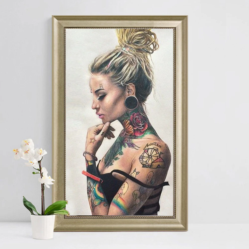 

Картина 5D "сделай сам", портрет девушки, иллюстрация, вышивка крестом, декоративные художественные украшения для Стразы