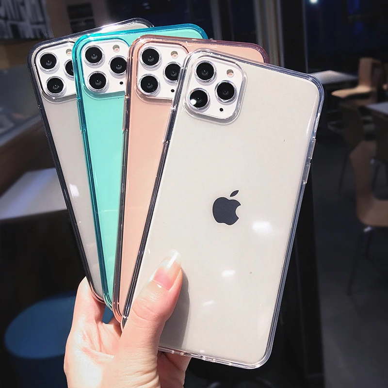 Однотонный противоударный Прозрачный чехол для iPhone11 12 Pro Max X XS XR 7 8 Plus SE 2020