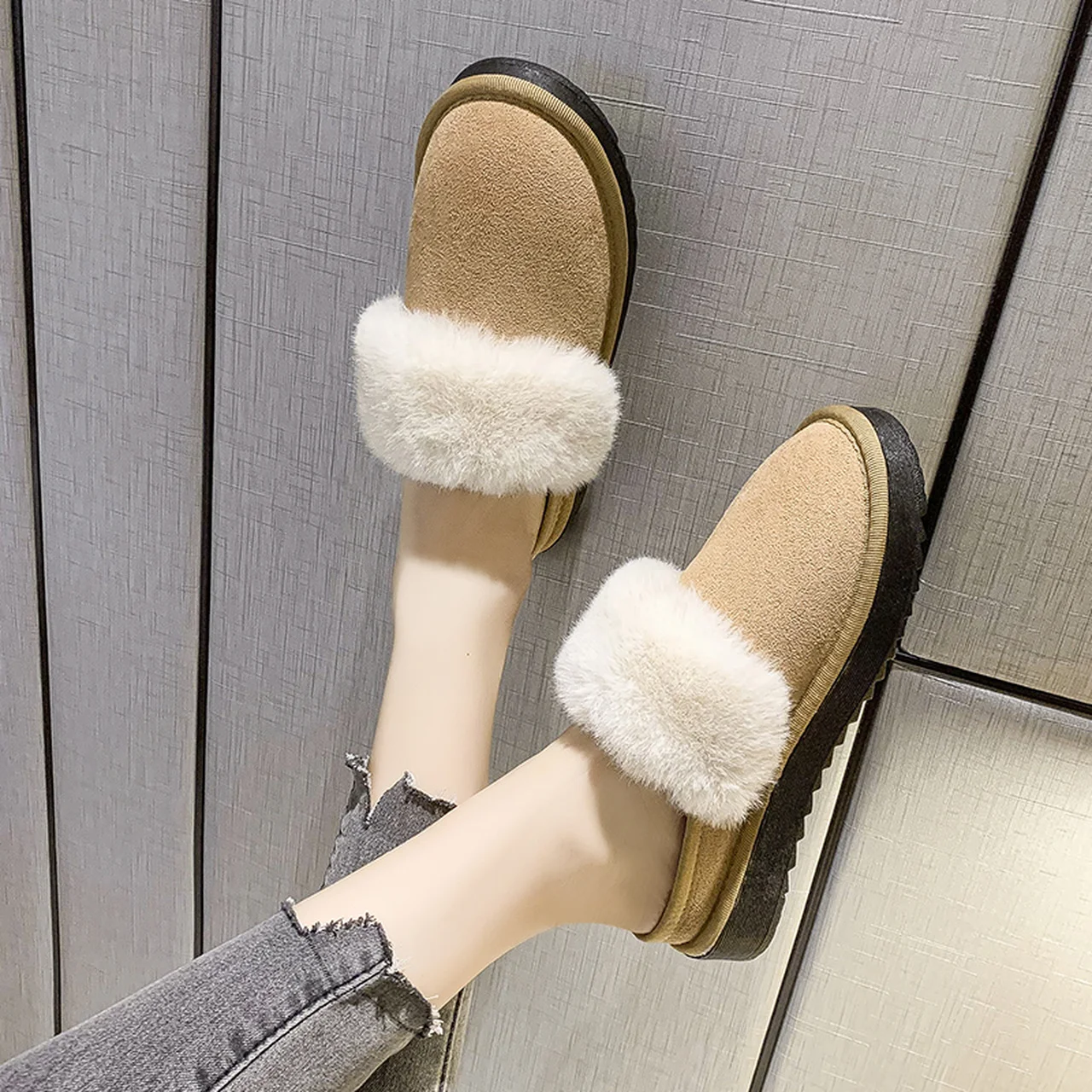 Women's slippers casual shoes autumn and winter thick-soled flat non-slip warm Baotou | Обувь