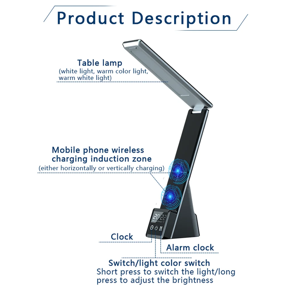 5 в 1 Беспроводное зарядное устройство будильник настольная лампа подставка для