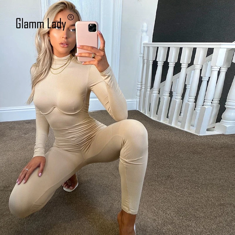 

Женский сексуальный клубный комбинезон Glamm, женские повседневные комбинезоны с длинным рукавом, женский комбинезон, летний Модный комбинез...