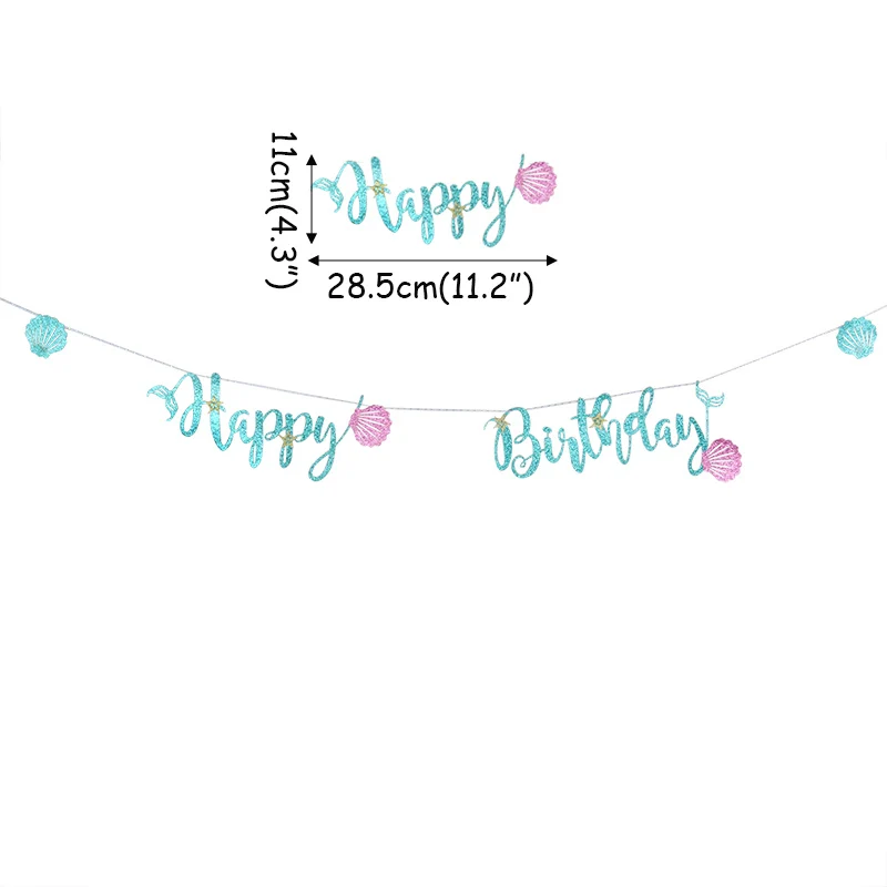 glitter banner 1 WEIGAO Русалочка, вечерние, декоративные, Русалочка, на день рождения, одноразовый набор столовых приборов под морем, для девочек, для первого дня рождения - Цвет: glitter banner 1