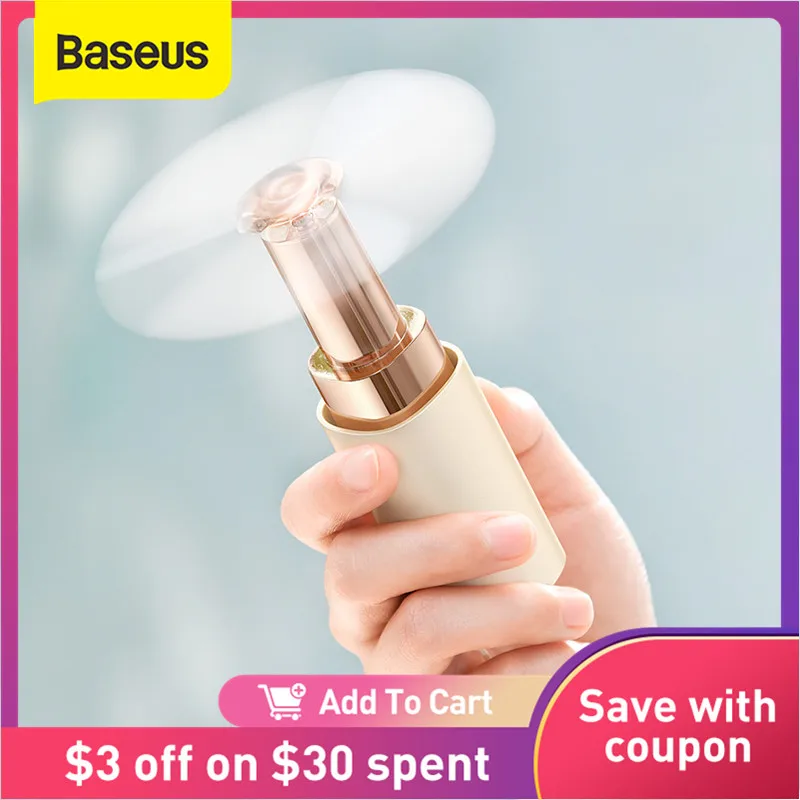 Портативный ручной мини вентилятор Baseus с квадратной трубкой перезаряжаемый