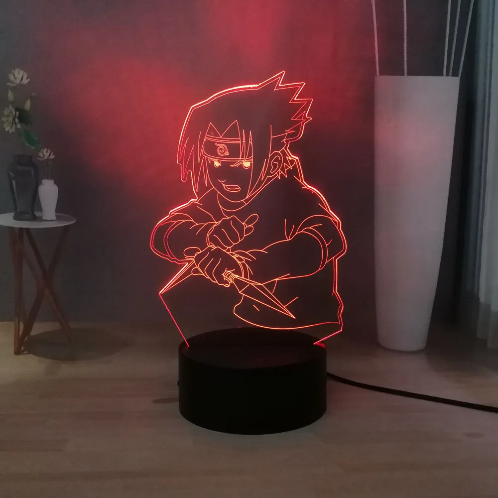 Фото Наруто 3D настольная лампа Uzumaki USB пульт дистанционного управления светодиодный