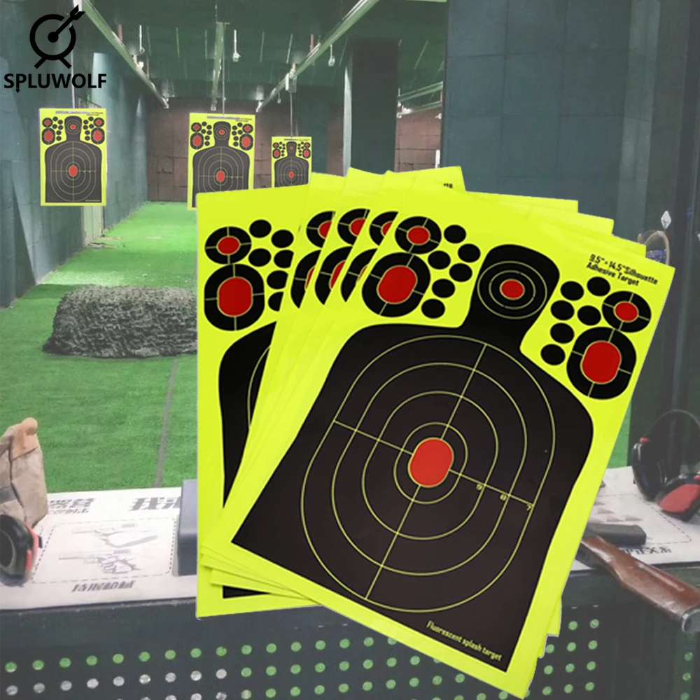 

5PCS 9.5*14.5 Inch Half-Length Humanoid Hunting Shooting Target Paper Fluorescent Adhesive Splash Sticker