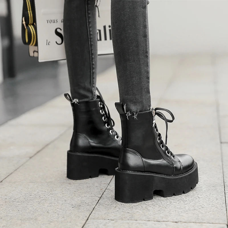 

Punk Boots Women Shoes for Winter Boots Fashion Shoes Woman Casual Autumn Leather Botas Mujer Female Ankle Boots Women