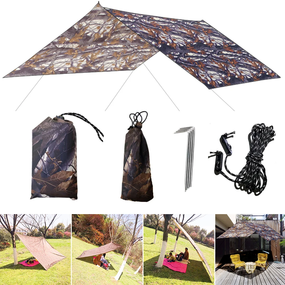 

Camouflage Awning Tarp Tent Shade Ultralight Garden Canopy Sunshade for Outdoor Tourist Camping Hammock Waterproof Shelter